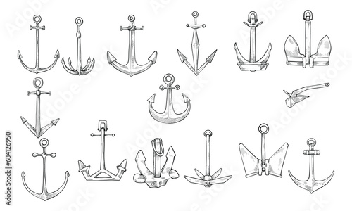 anchor ship handdrawn illustration engraving