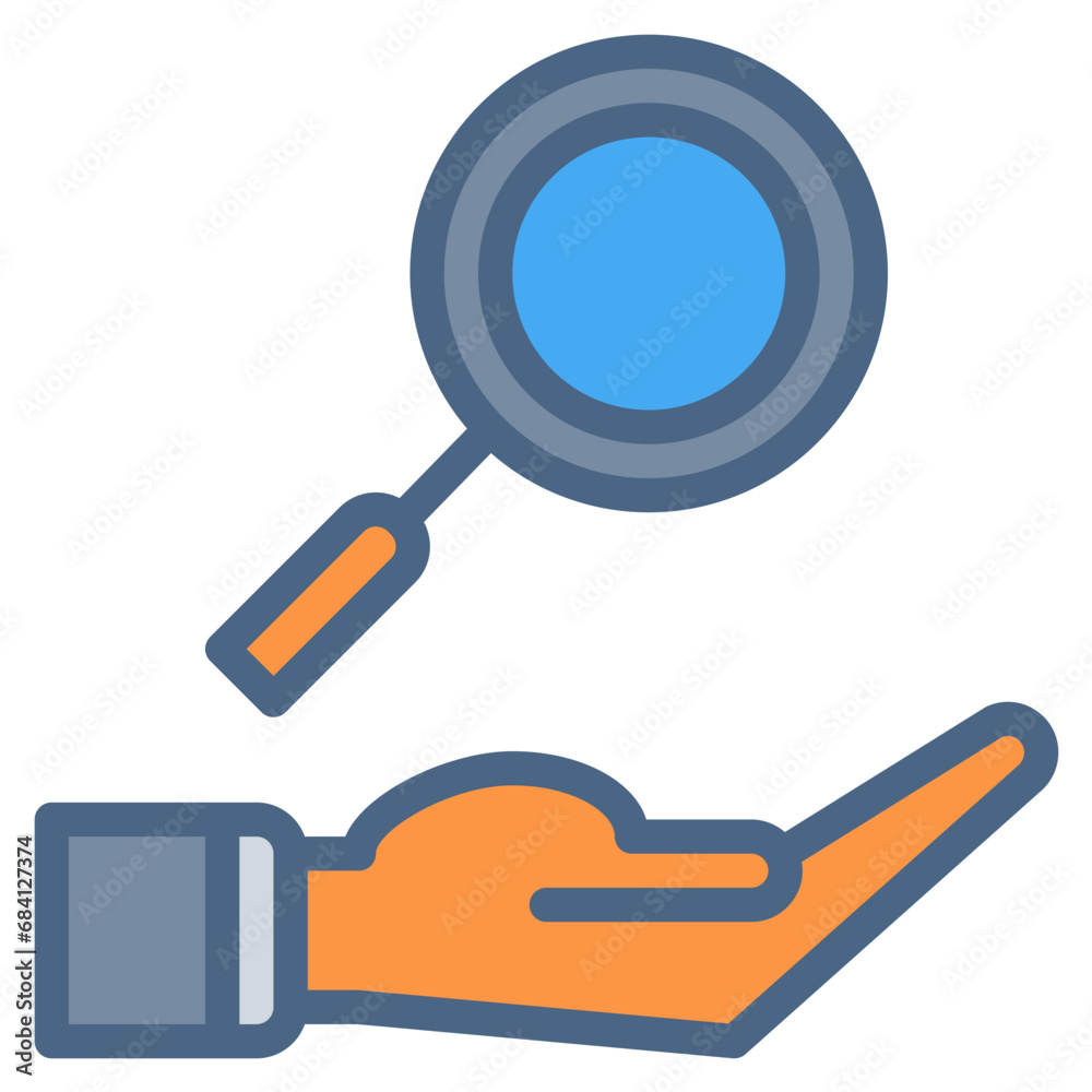 Hand search coin dollar icon or logo illustration filled outline color style. Business and finance icons Hand search coin dollar icon or logo illustration filled outline color style. Business and finance icons