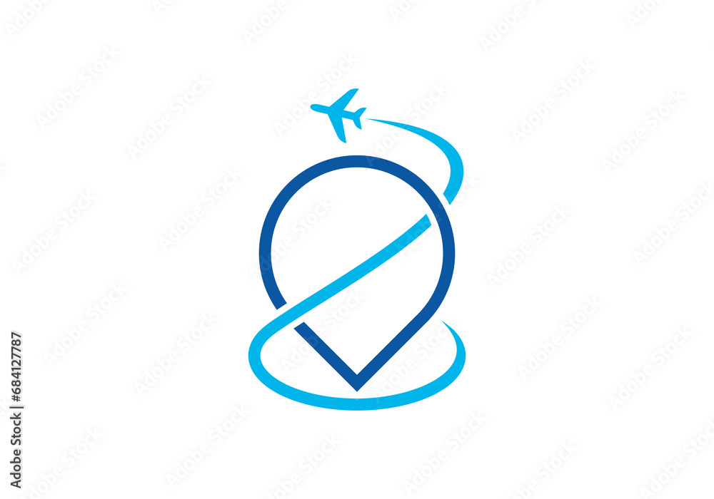 tour and travel logo design. airplane with pin icon vector illustration. tour and travel logo design. airplane with pin icon vector illustration.