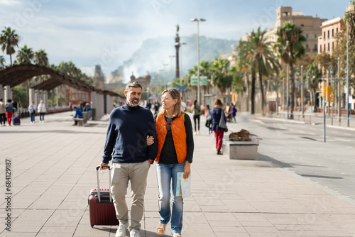 Photography Happy couple enjoying tourist trip, walking and visiting city on vacations