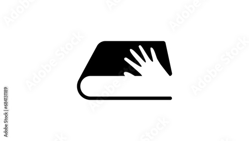 oath on the book, hand on book black isolated silhouette