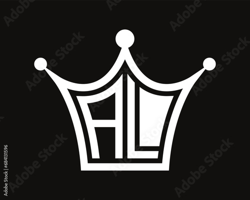 Crown shape AL letter logo design vector art