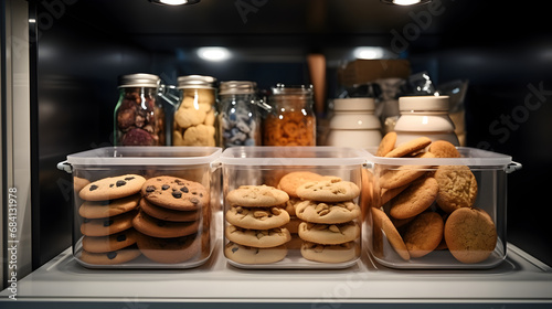 Cookies and crackers in plastic box