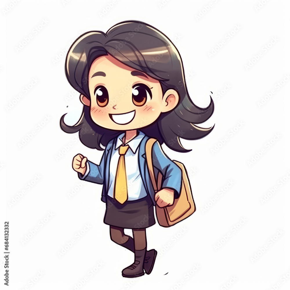 Vector illustration of joy schoolgirl with backpack on white background. Cute happy little white girl going to school wearing backpack. Vector cartoon illustration. Back to school concept. Vector illustration of joy schoolgirl with backpack on white background. Cute happy little white girl going to school wearing backpack. Vector cartoon illustration. Back to school concept.