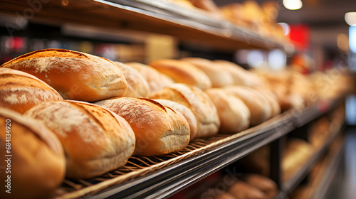 Breads on supermarket shelves