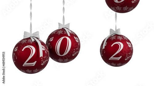 Filmato. Illustrazione 3D. Anno nuovo 2024. Capodanno 2024 decorazione natalizia che annuncia il nuovo anno. Il 2024 sostituisce il 2023.. photo