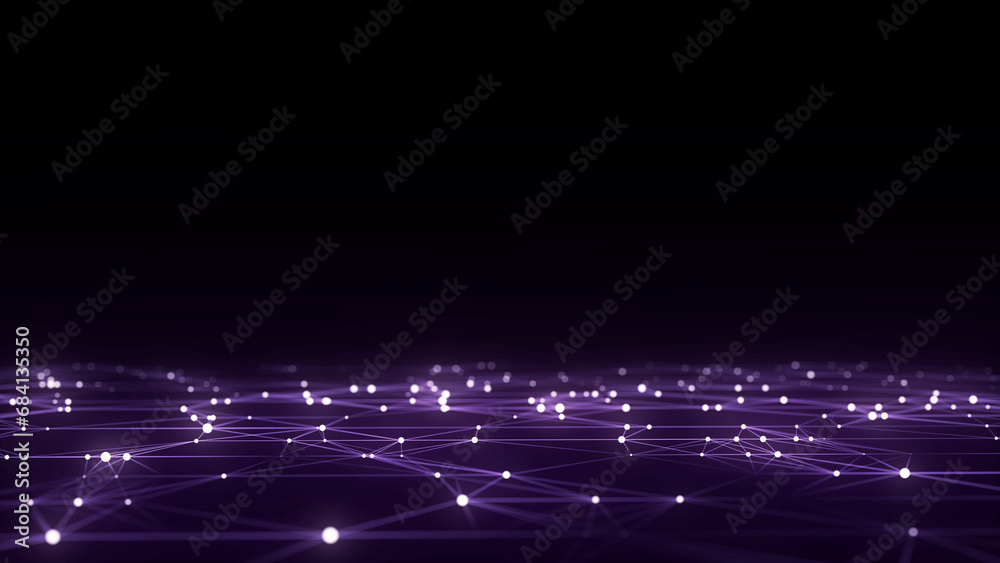 Obraz premium Technology perspective grid in infinity. Abstract digital wireframe floor with lines. Dark wave in digital background. Flooring illustration. Analysis a network connection. 3D rendering.