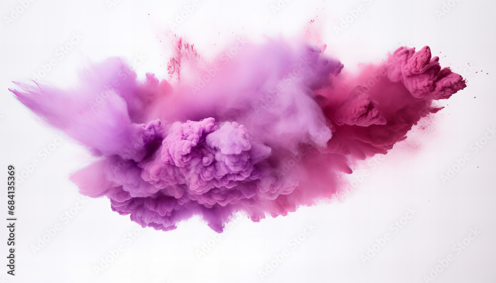 Purple dust cloud on white background