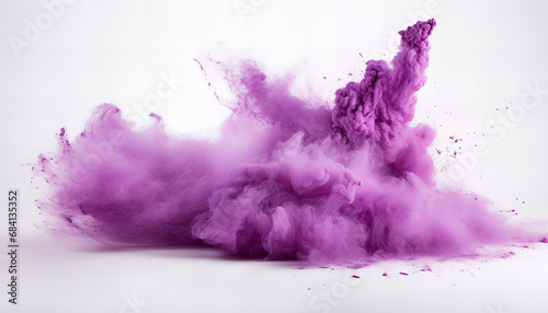 Purple dust cloud on white background