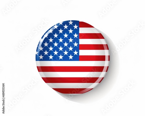 Isolated I Voted Sticker with Curled Corners, American Flag and Democracy Concept on Blue Background