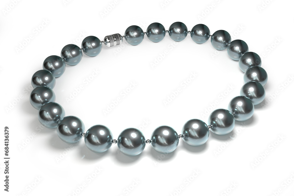 Pearl and white gold necklace. 3d illustration Pearl and white gold necklace. 3d illustration