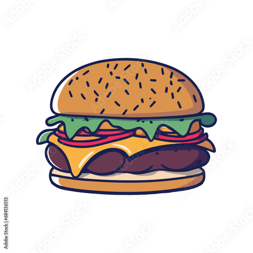 burger and fries vector design