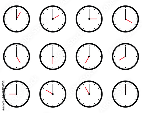 Clock time icon set symbol isolated on white background design.