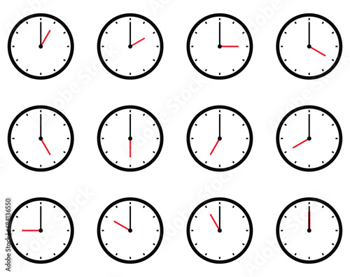 Clock time icon set symbol isolated on white background design.