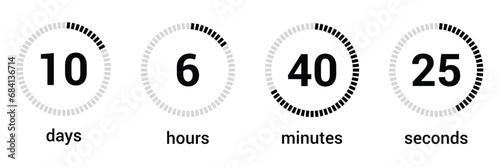 Day hour minute and second clock loading vector display design.