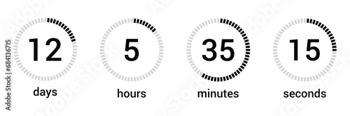 Day hour minute and second clock loading vector display design. photo
