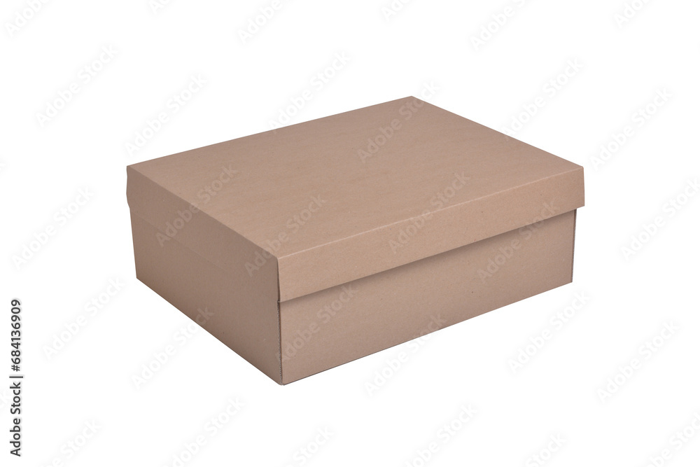 Box closed with brown corrugated cardboard on a white background Box closed with brown corrugated cardboard on a white background