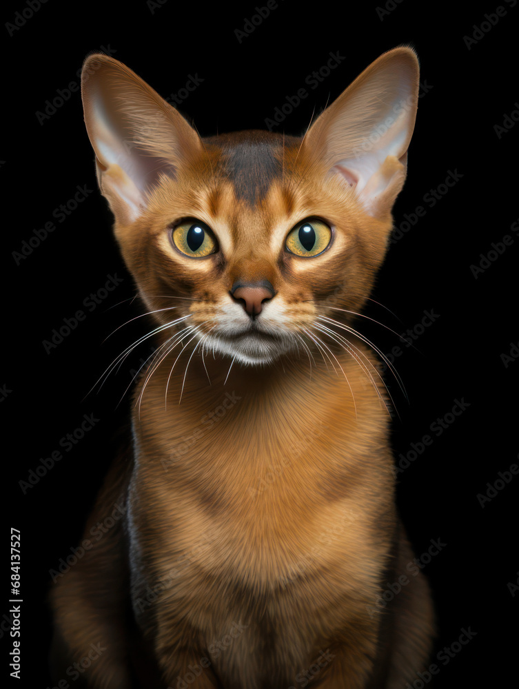 Abyssinian Cat Studio Shot Isolated on Clear Background