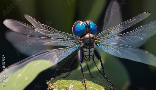 Fascinating shot of a dragonfly. AI Generated