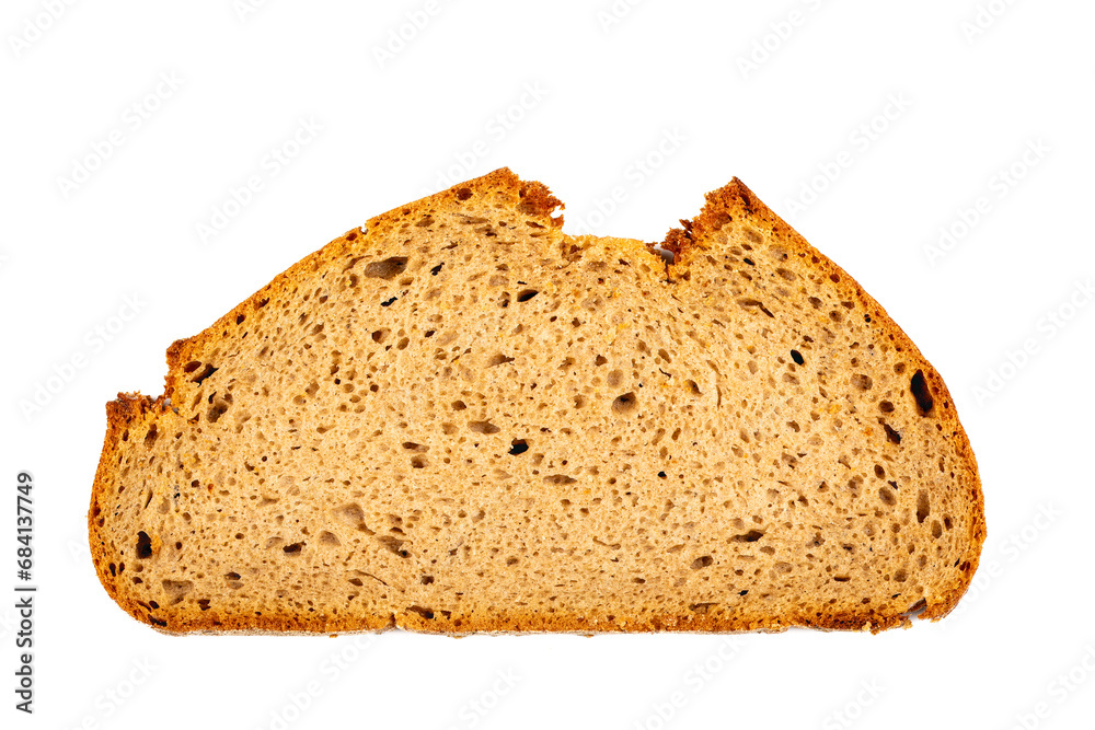 Authentic German Rye Bread Slice: Traditional, Crusty, and Delicious, White Background