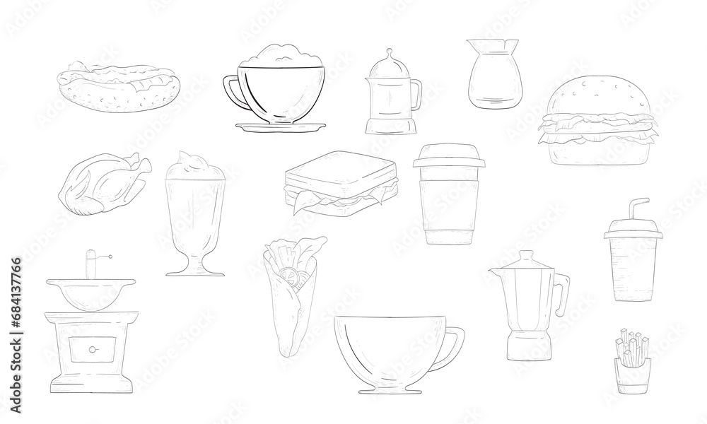 Breakfast handdrawn collection Breakfast handdrawn collection