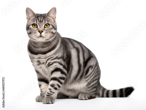 American Shorthair Cat Studio Shot Isolated on Clear Background