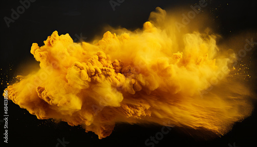 Yellow dust cloud on black background - Generativ AI