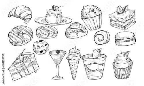 sweet dessert handdrawn collection