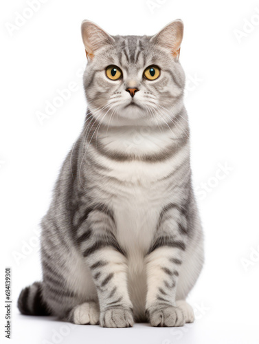 American Shorthair Cat Studio Shot Isolated on Clear Background