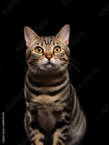 American Shorthair Cat Studio Shot Isolated on Clear Background