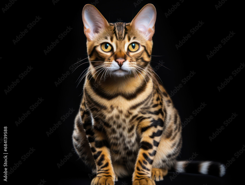 Bengal Cat Studio Shot Isolated on Clear Background