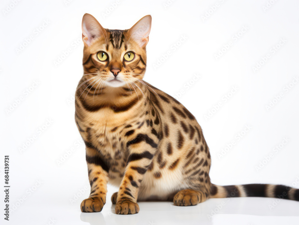 Bengal Cat Studio Shot Isolated on Clear Background