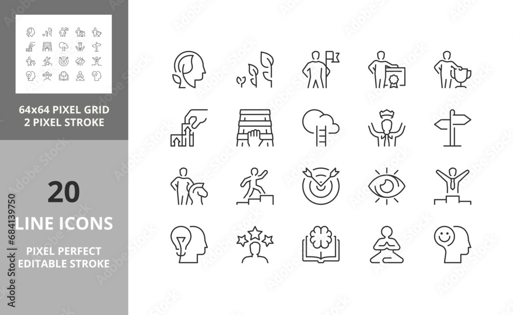 personal growth 64px and 256px editable vector set