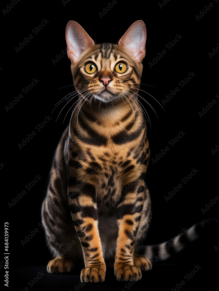 Fototapeta premium Bengal Cat Studio Shot Isolated on Clear Background