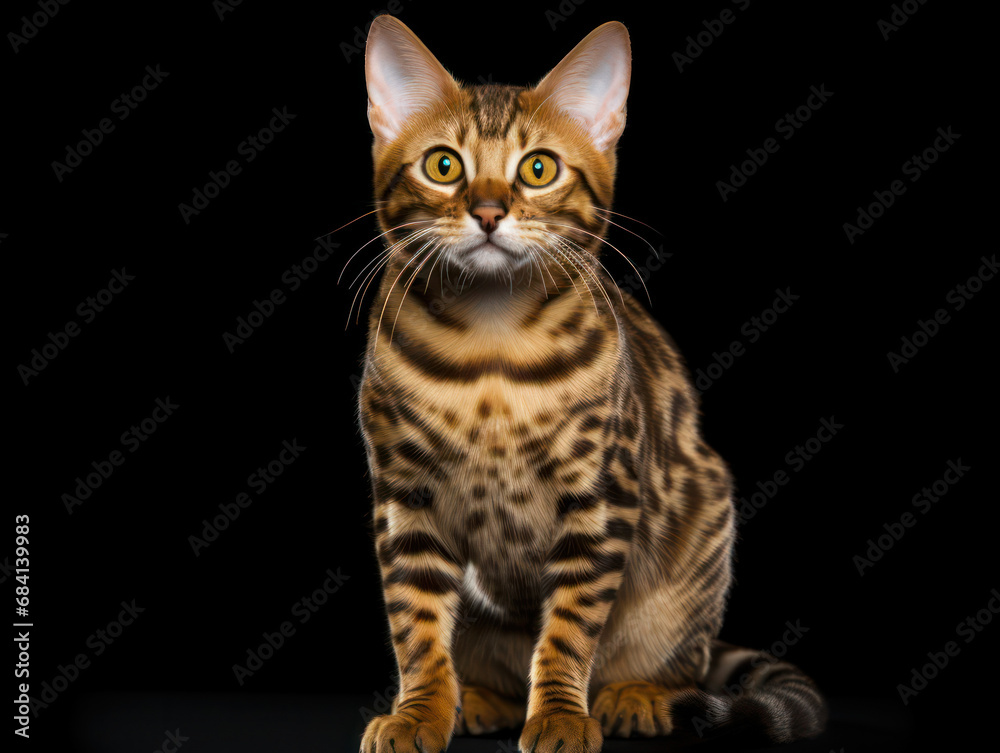 Bengal Cat Studio Shot Isolated on Clear Background