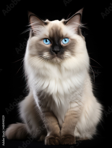Birman Cat Studio Shot Isolated on Clear Background