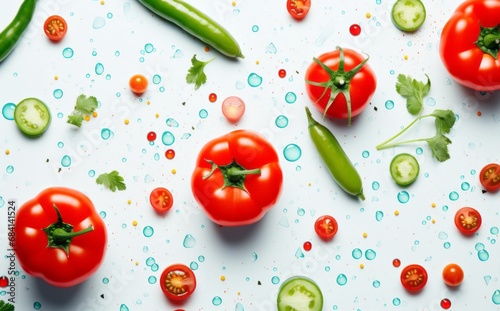 Experience the Vibrancy: Fresh Cucumbers and Ripe Tomatoes in Their Natural State Generative AI