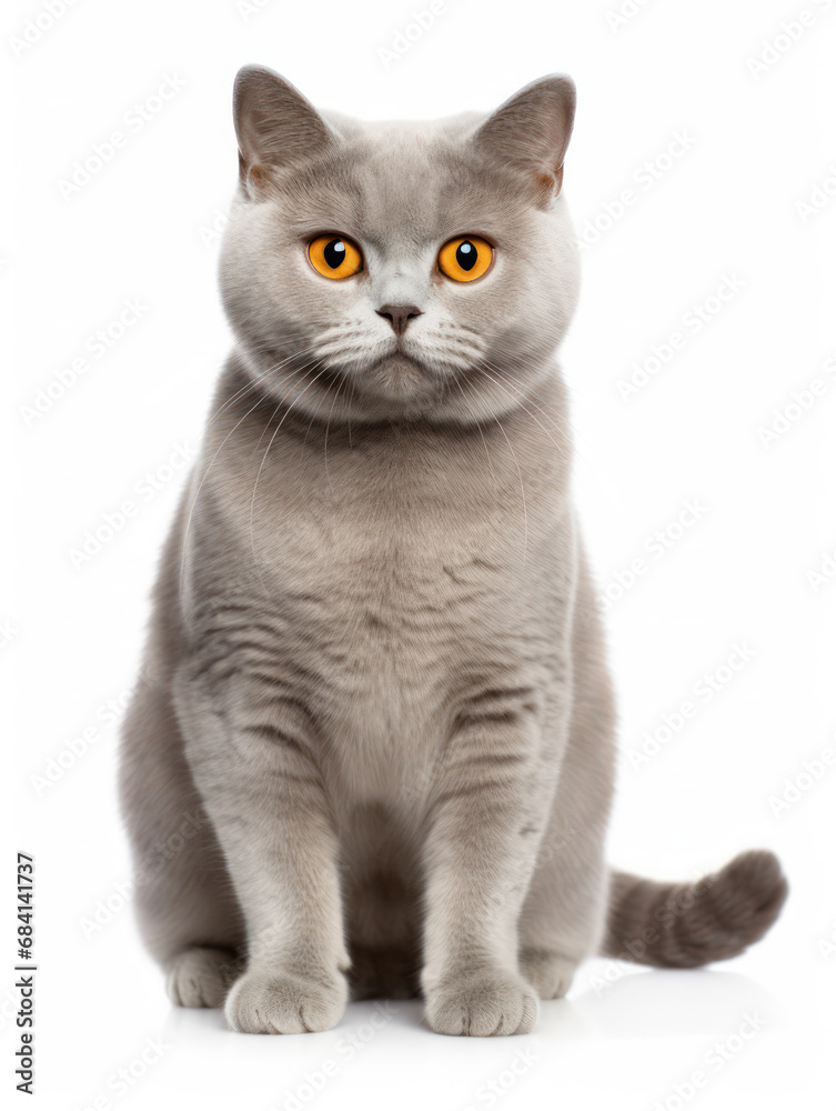 British Shorthair Cat Studio Shot Isolated on Clear Background