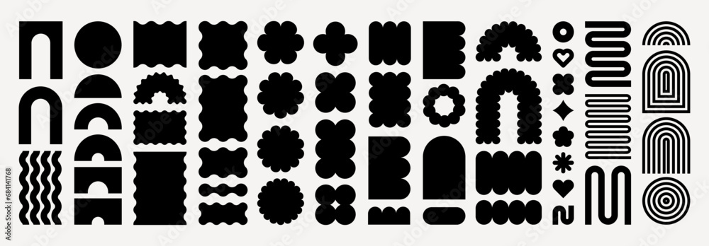 Abstract geometric shapes and icons. Brutal modern contemporary figure. Swiss design aesthetic.