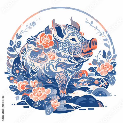 Traditional Chinese zodiac illustrations,created with Generative AI tecnology.