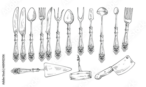 cutlery set handdrawn collection