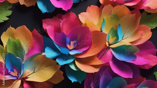 flower rainbow neon colors abstract background