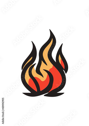 Fire flame isolated on white. Fire flame vector illustration design template. Modern art isolated graphic. Fire sign. Vector Illustration
