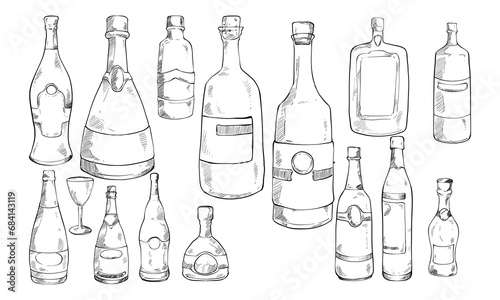 wine bottle handdrawn collection