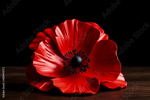 Remembrance Day: Red poppy international peace symbol lest we forget  photo