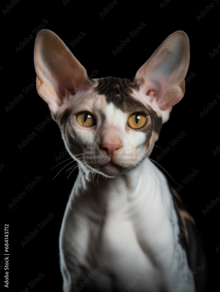 Cornish Rex Cat Studio Shot Isolated on Clear Background