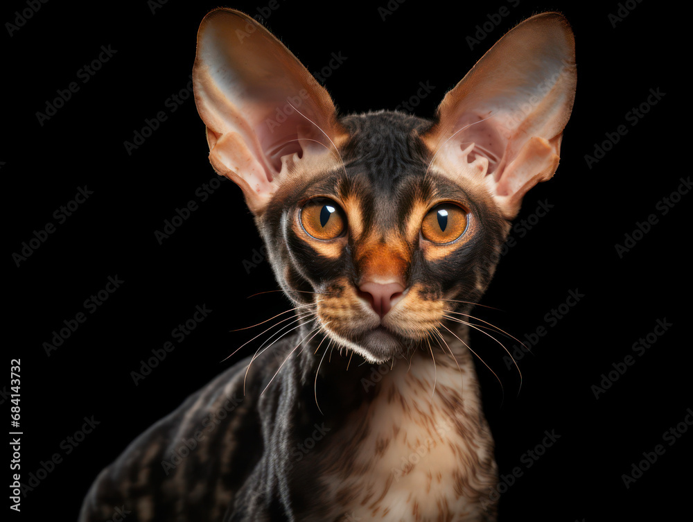 Cornish Rex Cat Studio Shot Isolated on Clear Background