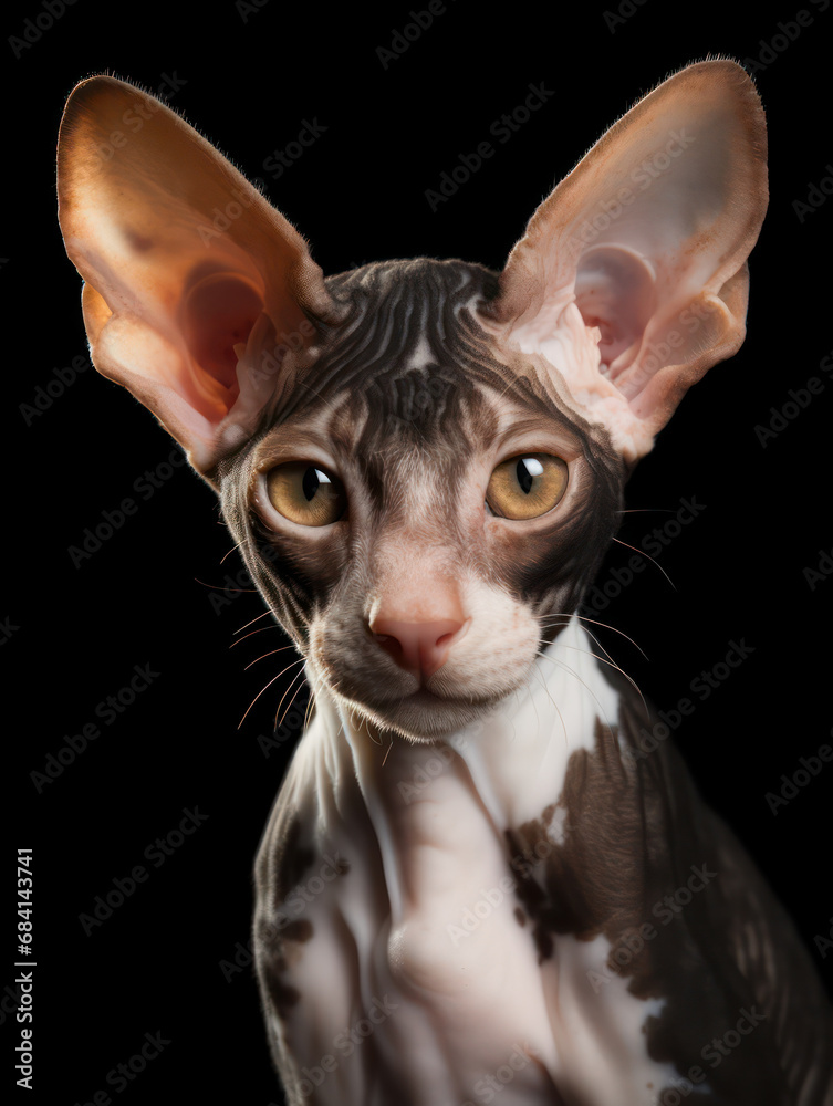 Cornish Rex Cat Studio Shot Isolated on Clear Background Cornish Rex Cat Studio Shot Isolated on Clear Background
