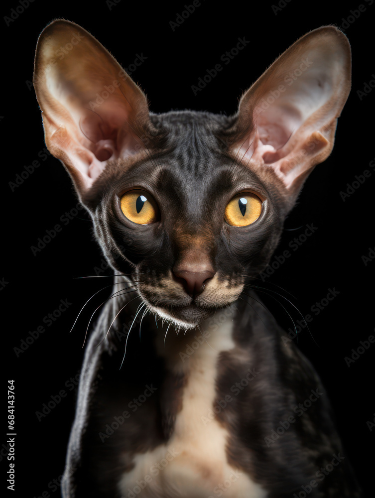 Cornish Rex Cat Studio Shot Isolated on Clear Background Cornish Rex Cat Studio Shot Isolated on Clear Background