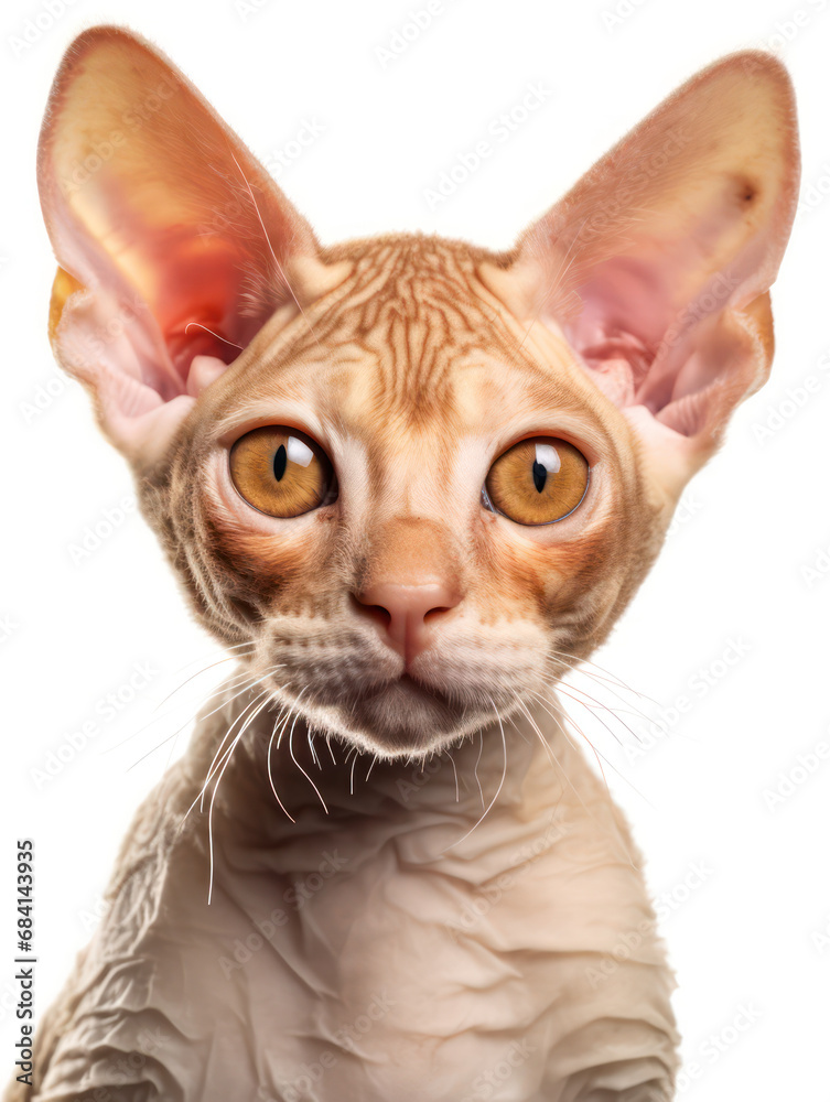 Devon Rex Cat Studio Shot Isolated on Clear Background Devon Rex Cat Studio Shot Isolated on Clear Background